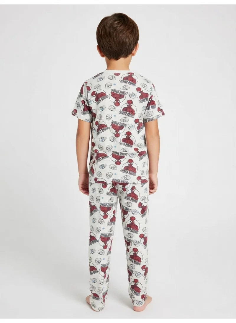 سبايدر مان سبايدرمان | طقم تيشيرت وبنطال بأكمام قصيرة للأولاد | رمادي مارل